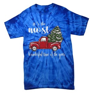 Its The Most Wonderful Time Of The Year Christmas Red Truck Gift Tie-Dye T-Shirt