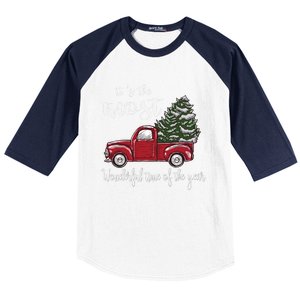 Its The Most Wonderful Time Of The Year Christmas Red Truck Gift Baseball Sleeve Shirt