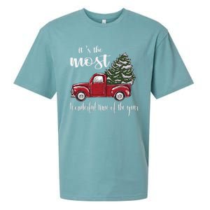 Its The Most Wonderful Time Of The Year Christmas Red Truck Gift Sueded Cloud Jersey T-Shirt