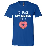 ID Trade My Sister Donut Funny Sibling Joke Cute Gift V-Neck T-Shirt