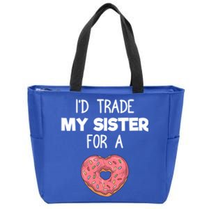 ID Trade My Sister Donut Funny Sibling Joke Cute Gift Zip Tote Bag