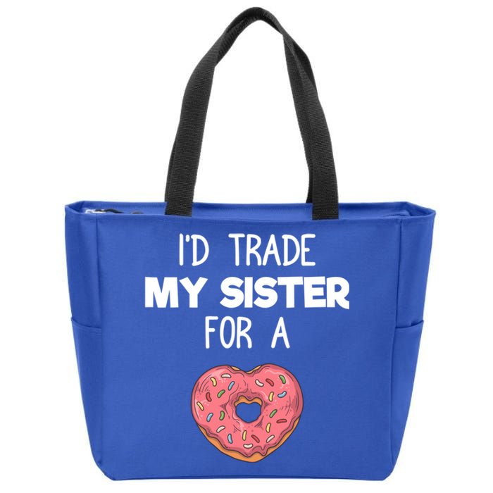 ID Trade My Sister Donut Funny Sibling Joke Cute Gift Zip Tote Bag