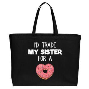 ID Trade My Sister Donut Funny Sibling Joke Cute Gift Cotton Canvas Jumbo Tote