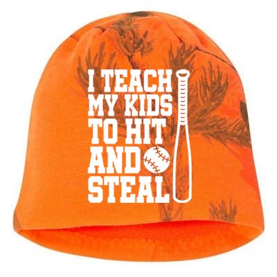 I Teach My to Hit and Steal Baseball Lover Mom Kati - Camo Knit Beanie