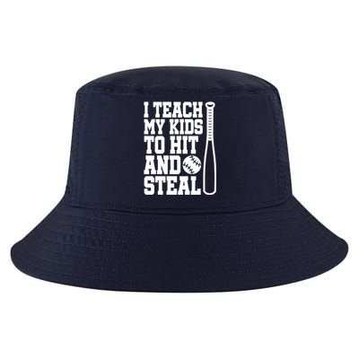 I Teach My to Hit and Steal Baseball Lover Mom Cool Comfort Performance Bucket Hat