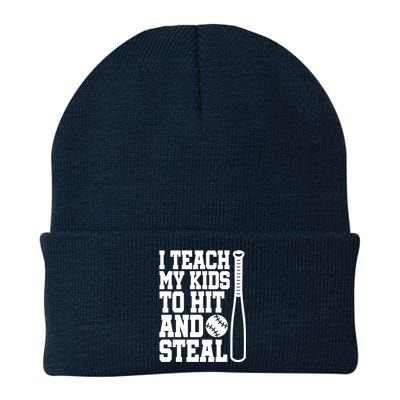 I Teach My to Hit and Steal Baseball Lover Mom Knit Cap Winter Beanie