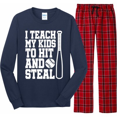 I Teach My to Hit and Steal Baseball Lover Mom Long Sleeve Pajama Set