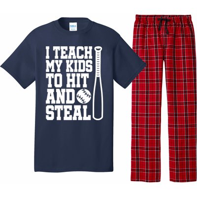 I Teach My to Hit and Steal Baseball Lover Mom Pajama Set