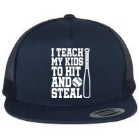 I Teach My to Hit and Steal Baseball Lover Mom Flat Bill Trucker Hat