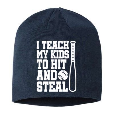 I Teach My to Hit and Steal Baseball Lover Mom Sustainable Beanie