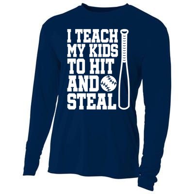 I Teach My to Hit and Steal Baseball Lover Mom Cooling Performance Long Sleeve Crew