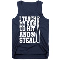 I Teach My to Hit and Steal Baseball Lover Mom Tank Top