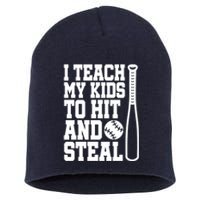 I Teach My to Hit and Steal Baseball Lover Mom Short Acrylic Beanie