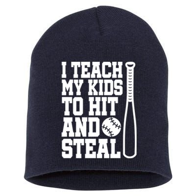 I Teach My to Hit and Steal Baseball Lover Mom Short Acrylic Beanie