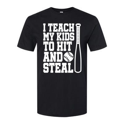 I Teach My to Hit and Steal Baseball Lover Mom Softstyle CVC T-Shirt