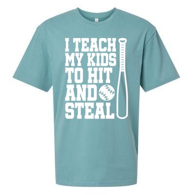 I Teach My to Hit and Steal Baseball Lover Mom Sueded Cloud Jersey T-Shirt