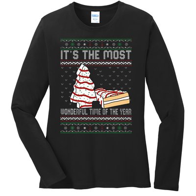 Its The Most Wonderful Time Of The Year Christmas tree cake Ladies Long Sleeve Shirt