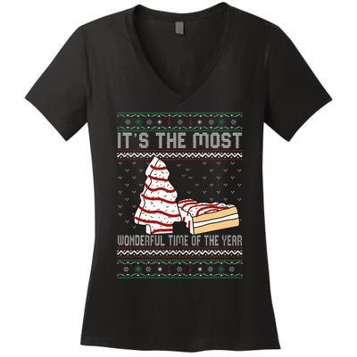 Its The Most Wonderful Time Of The Year Christmas tree cake Women's V-Neck T-Shirt