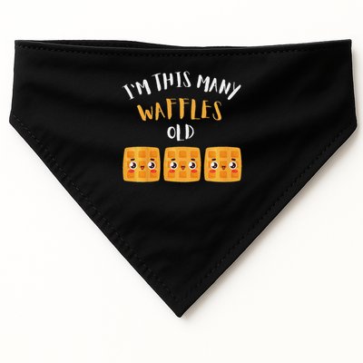 I'm This Many Waffles Old 3rd Birthday 3 Years Old Bday USA-Made Doggie Bandana
