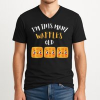 I'm This Many Waffles Old 3rd Birthday 3 Years Old Bday V-Neck T-Shirt
