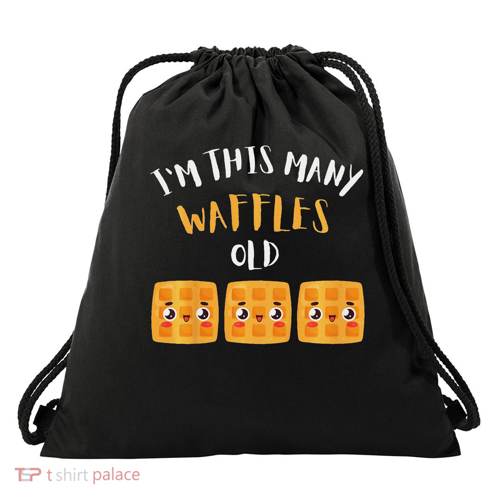I'm This Many Waffles Old 3rd Birthday 3 Years Old Bday Drawstring Bag