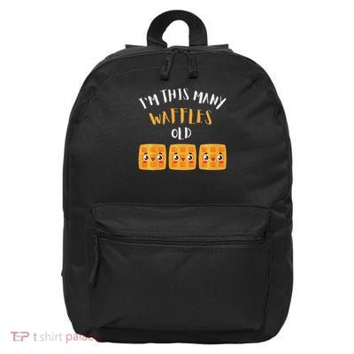 I'm This Many Waffles Old 3rd Birthday 3 Years Old Bday 16 in Basic Backpack