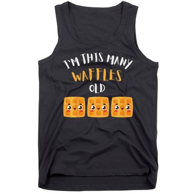 I'm This Many Waffles Old 3rd Birthday 3 Years Old Bday Tank Top