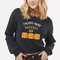 I'm This Many Waffles Old 3rd Birthday 3 Years Old Bday Cropped Pullover Crew
