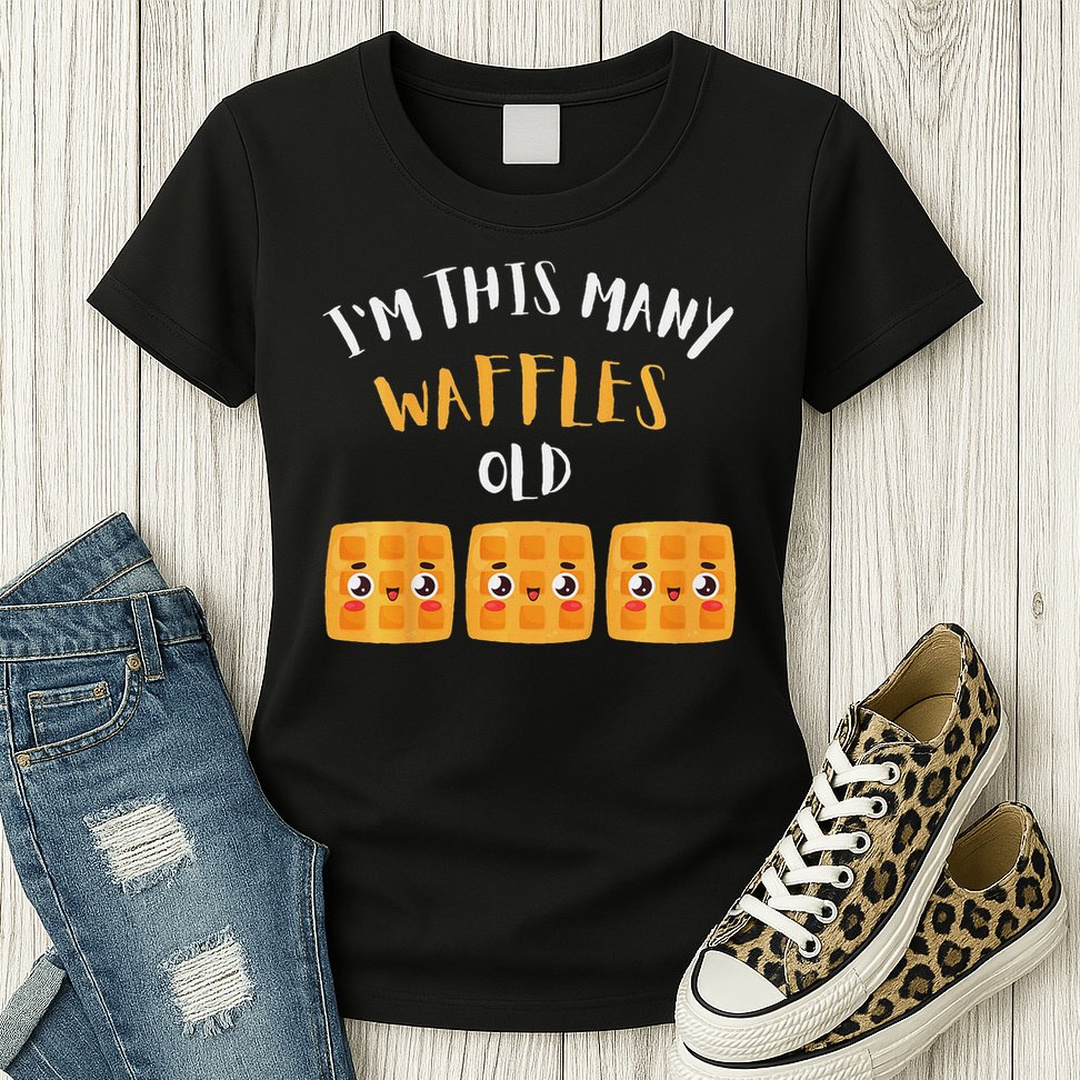 I'm This Many Waffles Old 3rd Birthday 3 Years Old Bday Womens T-Shirt