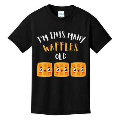 I'm This Many Waffles Old 3rd Birthday 3 Years Old Bday Kids T-Shirt