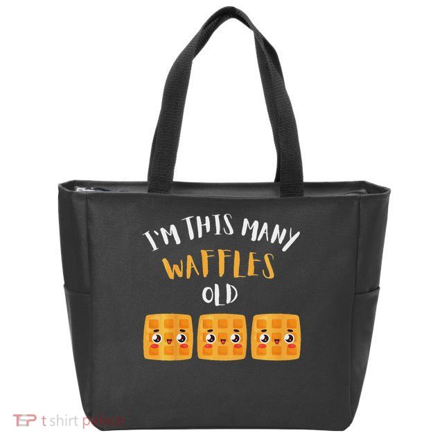 I'm This Many Waffles Old 3rd Birthday 3 Years Old Bday Zip Tote Bag