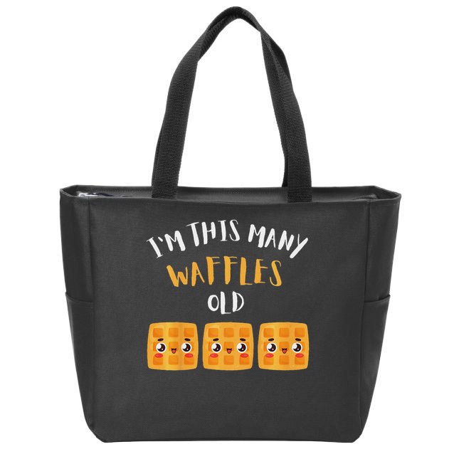 I'm This Many Waffles Old 3rd Birthday 3 Years Old Bday Zip Tote Bag