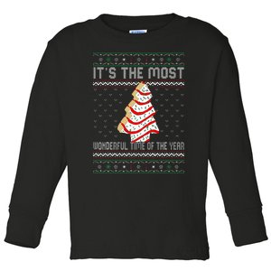 Its The Most Wonderful Time Of The Year Christmas Tree Cake Toddler Long Sleeve Shirt