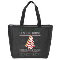 Its The Most Wonderful Time Of The Year Christmas Tree Cake Zip Tote Bag