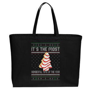 Its The Most Wonderful Time Of The Year Christmas Tree Cake Cotton Canvas Jumbo Tote