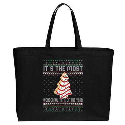 Its The Most Wonderful Time Of The Year Christmas Tree Cake Cotton Canvas Jumbo Tote