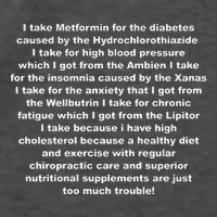 I Take Metformin For The Diabetes Caused By The Hydrochlorothiazide Vector Backpack