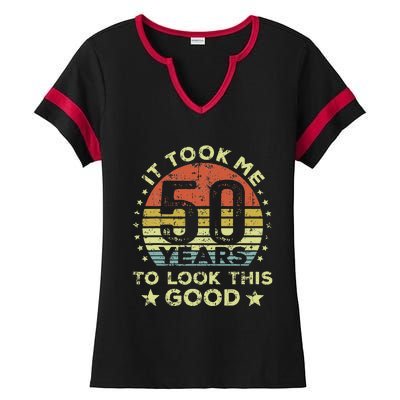 It Took Me 50 Years To Look This Good 50th Birthday Ladies Halftime Notch Neck Tee