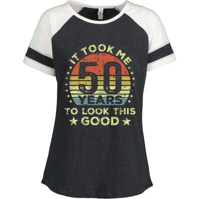 It Took Me 50 Years To Look This Good 50th Birthday Enza Ladies Jersey Colorblock Tee