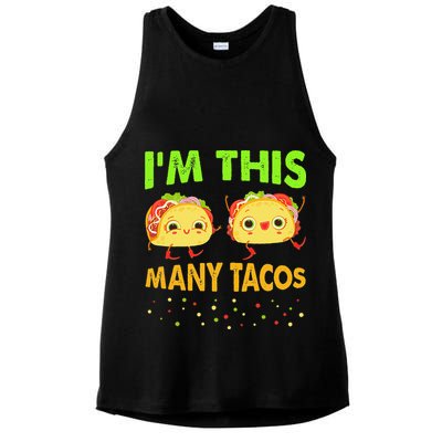 I'm This Many Tacos Second Birthday Twosday Cinco De Mayo Ladies PosiCharge Tri-Blend Wicking Tank