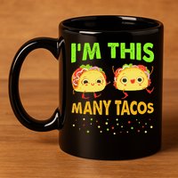 I'm This Many Tacos Second Birthday Twosday Cinco De Mayo 11oz C Handle Ceramic Mug