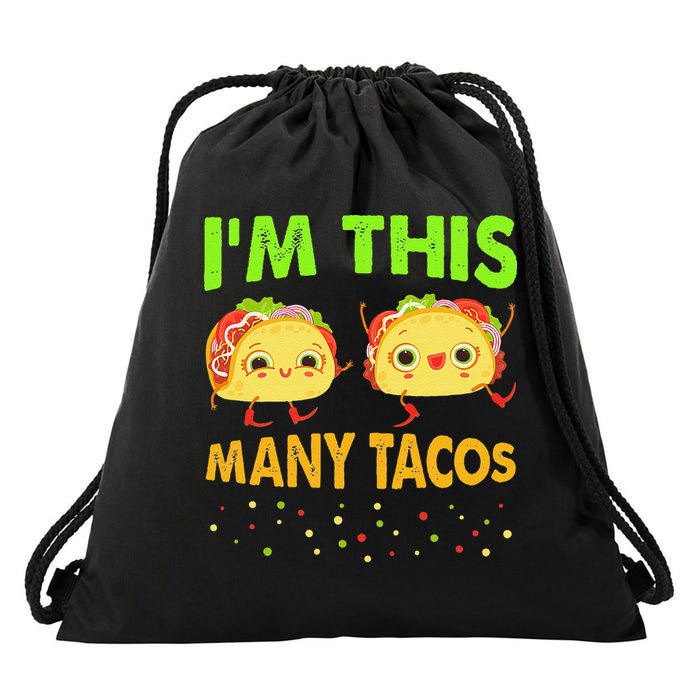 I'm This Many Tacos Second Birthday Twosday Cinco De Mayo Drawstring Bag