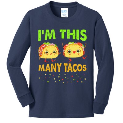 I'm This Many Tacos Second Birthday Twosday Cinco De Mayo Kids Long Sleeve Shirt