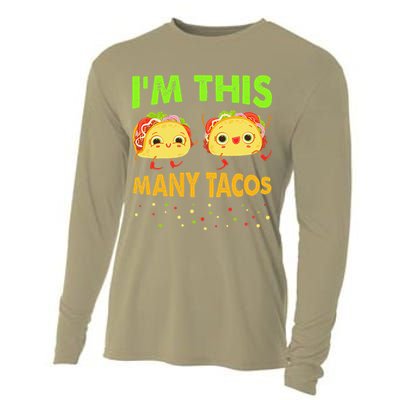 I'm This Many Tacos Second Birthday Twosday Cinco De Mayo Cooling Performance Long Sleeve Crew