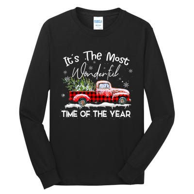 It's The Most Wonderful Time Of The Year Red Truck Christmas Tall Long Sleeve T-Shirt