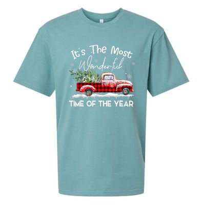 It's The Most Wonderful Time Of The Year Red Truck Christmas Sueded Cloud Jersey T-Shirt