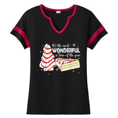 Its The Most Wonderful Time Of The Year Christmas Cake Ladies Halftime Notch Neck Tee