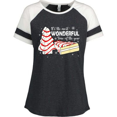 Its The Most Wonderful Time Of The Year Christmas Cake Enza Ladies Jersey Colorblock Tee