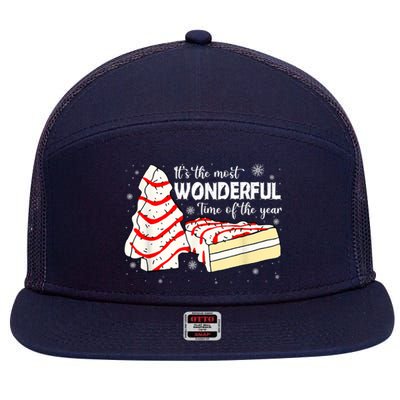 Its The Most Wonderful Time Of The Year Christmas Cake 7 Panel Mesh Trucker Snapback Hat