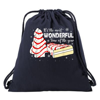 Its The Most Wonderful Time Of The Year Christmas Cake Drawstring Bag